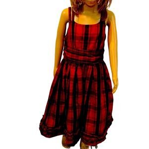 Chaps red and black plaid girl's Holiday dress sleeveless party dress size 8